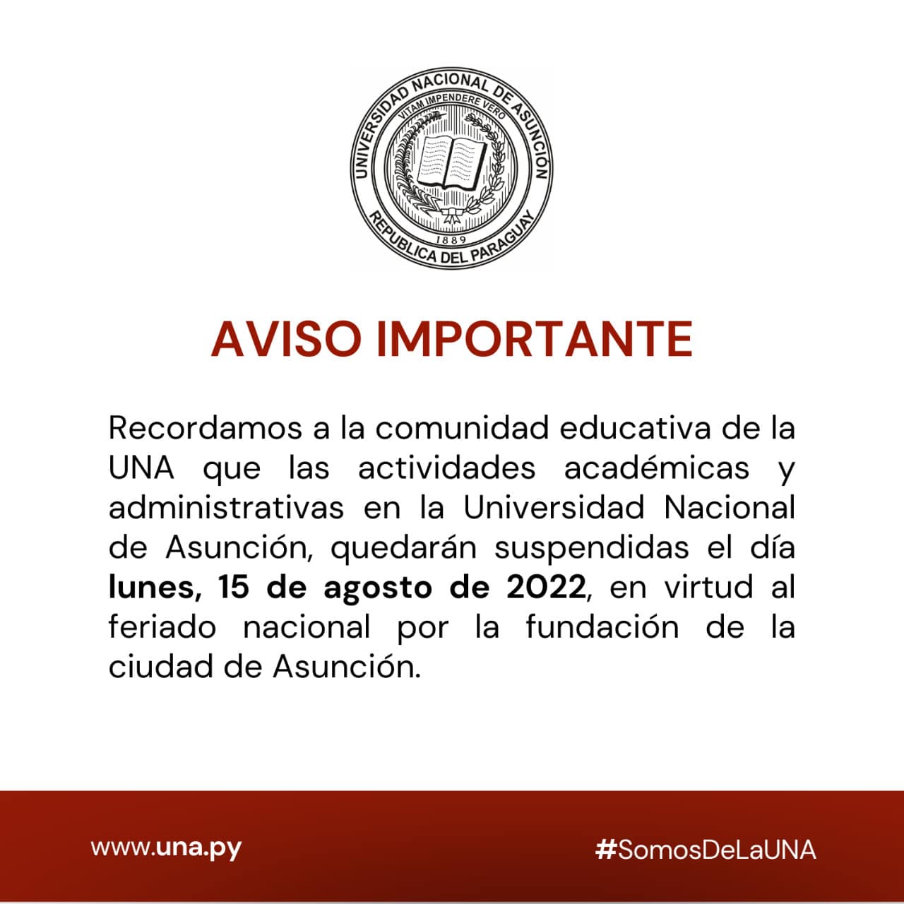 Comunicado Sobre Feriado Nacional Del Universidad Nacional